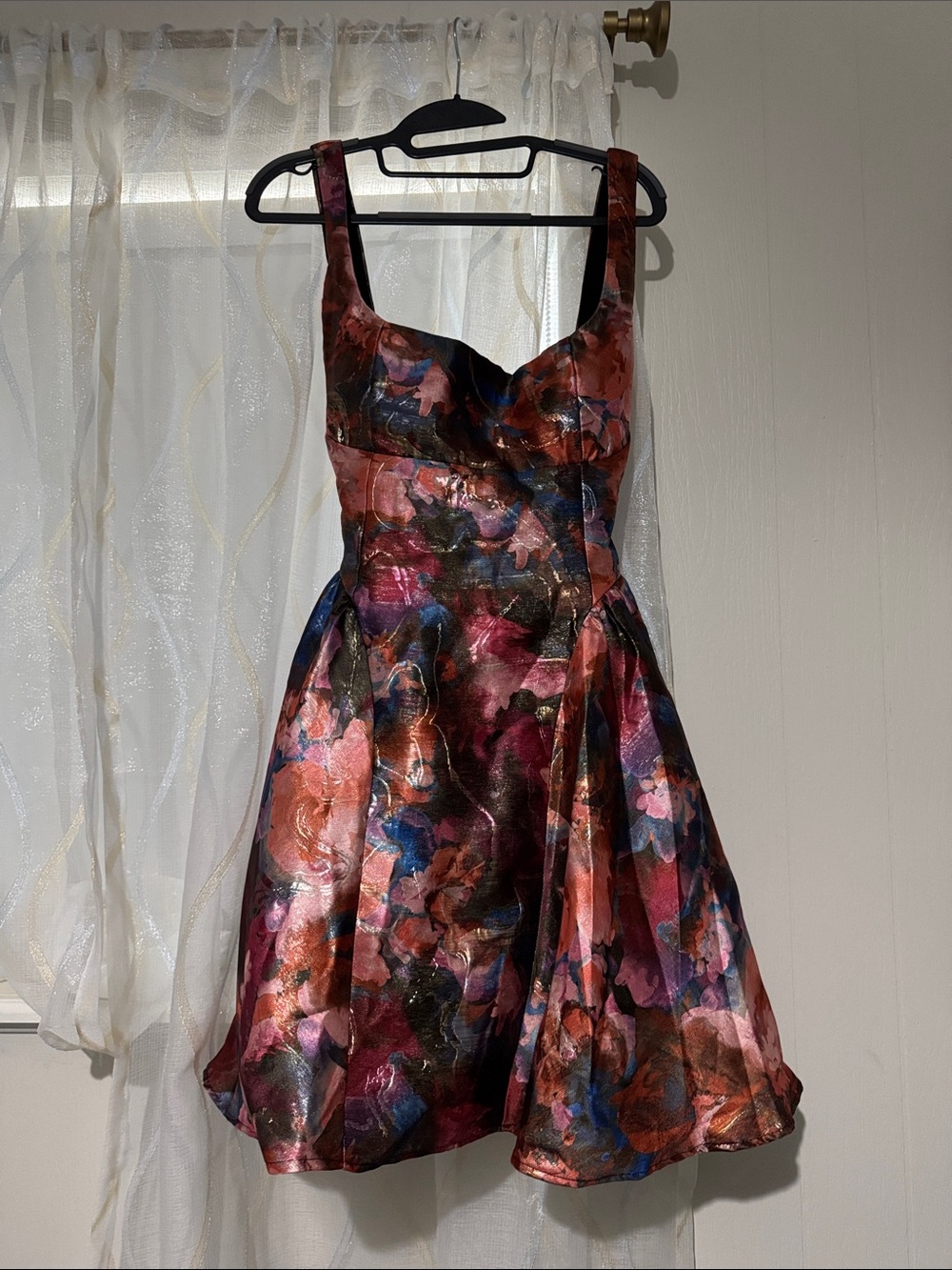Floral Fit-and-Flare Mini Dress in Multicolor